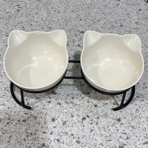 Whisker City Cat Kitten Food Water Bowl Dish Set - Picture 1 of 2
