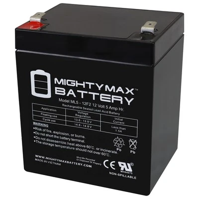 Mighty Max 12V 5Ah F2 SLA Replacement Battery for Garage Door Opener 41B822 - Image 1 of 4