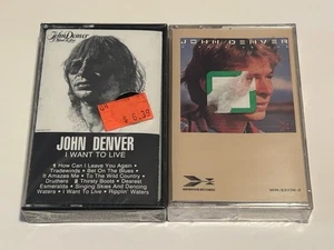 John Denver Factory Sealed Cassette Tape ~ Pair ~ I Want To Live & Higher Ground - Picture 1 of 2
