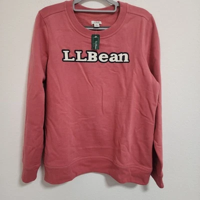 LL Bean Sudadera Cuello Redondo Rosa Logo Pullover Informal Cómoda Talla Mediana Foto 1 de 4