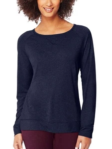 NEW HANES Notch L/S long sleeve t shirt raglan women ladies S 4-6  blue NIP GDX6 - Picture 1 of 1