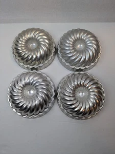 4er Set Aluminium Wirbel Gelatine Formen 4" Durchmesser rund Vintage - Bild 1 von 4