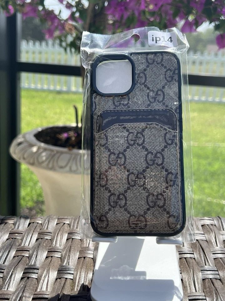 Роскошный розетка дизайнерский желтовато-коричневый унисекс бумажник подпись чехол iPhone 14! - Изображение 1 из 1