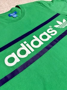 Adidas Logo T-Shirt Herren Gr. Large 3 Streifen Spellout Grün Z38392 Kurzarm - Bild 1 von 13