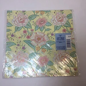 Papel de Envolver Embajador Vintage Sello Floral Rosa Flores Amarillo 2 Hojas - Imagen 1 de 5