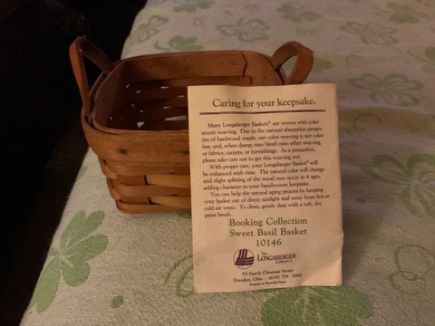 1993 Longaberger Sweet Basil Booking Basket Cover