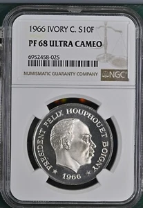 1966 Ivory Coast 10 Francs - NGC PF-68 Ultra Cameo - Picture 1 of 2