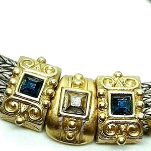 Braided Vintage Necklace Sapphire Blue Rhinestone Classic Elegant 4 Rows France - Picture 1 of 9