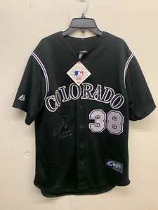 Colorado Rockies #38 Jimenez Jersey -Signed Medium- Majestic MLB *New w/ Tags - Picture 1 of 7