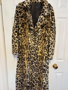 NWOT STUNNING DONNA SALYERS LEOPARD FAUX FUR ONG MAXI COAT FABULOUS FURS SMALL - Picture 1 of 5