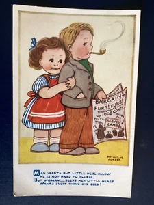 Postal Salmon Series Phyllis M Purser Boy Smoking Comic Man Want Little C6 - Imagen 1 de 2