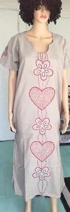 Long Dress In Light Brown Colour With Flowery & Heart Design - Picture 1 of 3