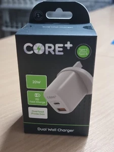 Core Plus 20W PD Fast Charge Dual USB-A USB-C Wall Charger/Overload Protection - Picture 1 of 5
