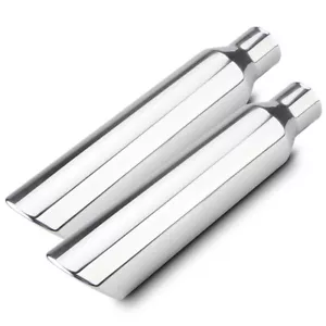Pair Universal 2.5" Inlet Exhaust Tip 4" Outlet 18" Long Diesel Truck Tailpipe - Foto 1 di 8