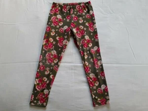 Faded Glory Youth Girls Olive Green Stretch Pants With Flowers Size S (6-6½) - Picture 1 of 9
