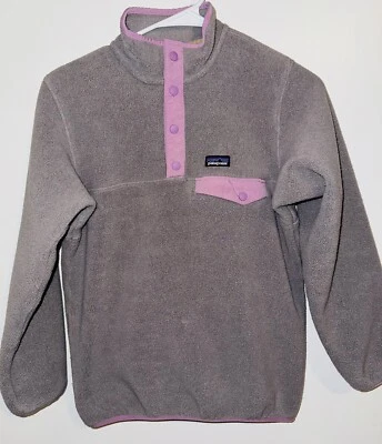 Patagonia Jacket Synchilla Snap T Pullover Fleece Size Girls Large 12 Gray Lav - Image 1 of 4