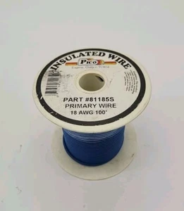 Pico 81185S - 18 Awg Blue Insulated Primary Wire -100' Per Package USA - Picture 1 of 3