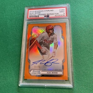 2019 Bowman Sterling Orange Refractor #/75 Alec Bohm #BSPA-ABO Auto PSA 9