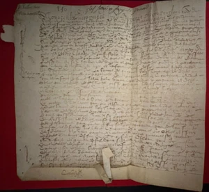 FF39-VELIN-SIGNIERT-ZENSUSANERKENNUNG-VOGTEI VON SENLIS-[HENRI IV]-1600 - Bild 1 von 2