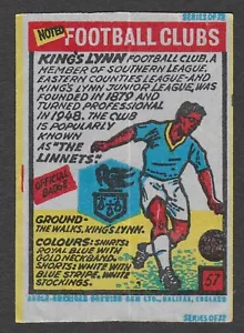 Anglo-American Gum Bell Boy wax wrapper Noted Football Clubs #57 - King's Lynn - Imagen 1 de 1