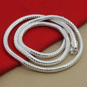 Collar de cadena de serpiente de 3 mm relleno de plata de ley 925 para mujer hombre joyería 18-24 - Imagen 1 de 6