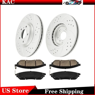 Front Drilled Disc Rotors Brake Pads For Infiniti EX35 Q40 G25 M35h Nissan 350Z - Image 1 of 4