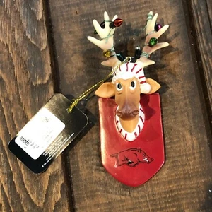 University of Arkansas Razorbacks reindeer lights Christmas tree ornament NWT - Picture 1 of 4