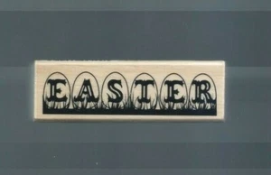 Brand New Vintage Craft Smart Wooden Rubber Stamp "Word Easter In Easter Eggs"  - Picture 1 of 2
