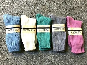 5 Vintage Electric Sok Womens High Boot socks slouch heavy cotton made USA retro
