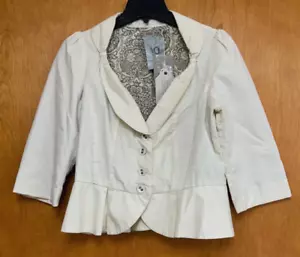 NEW Anthropologie Hei Hei Button Up Floral Lined Ruffled 3/4 Sleeve Blazer 10 ** - Picture 1 of 8