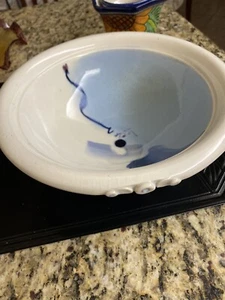 Blue Bowl Triple C Studio Accent Top Art Pottery Signed - Picture 1 of 1