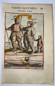 GREENLAND ESKIMO FAMILY 1683 ALAIN MANESSON MALLET NICE ANTIQUE VIEW - Picture 1 of 3