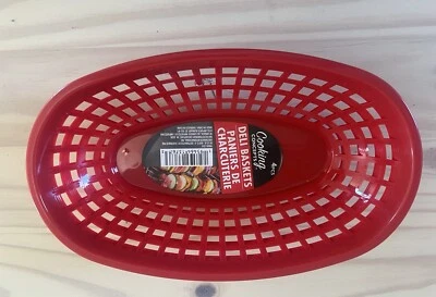 Set of 4 Red BBQ Plastic Deli Serving Baskets Burger HotDog Diner NEW - Image 1 of 2