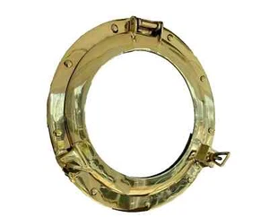 Brass Porthole Mirror Maritime - Wall Decor Ship Cabin Window 10" - Picture 1 of 4