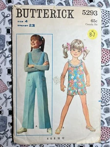 Mono Butterick Costura Patrón 5293 Fácil Para Niños y Niñas Talla 4 Corte - Imagen 1 de 3