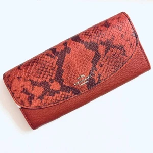 NWT Coach Slim Envelop Polished Pebble Leather Python Embossed Leather 11928 - Picture 1 of 6