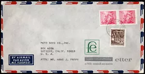 Austria Airmail Cover to California United States w Multi-color 3 Stamp Franking - Picture 1 of 1