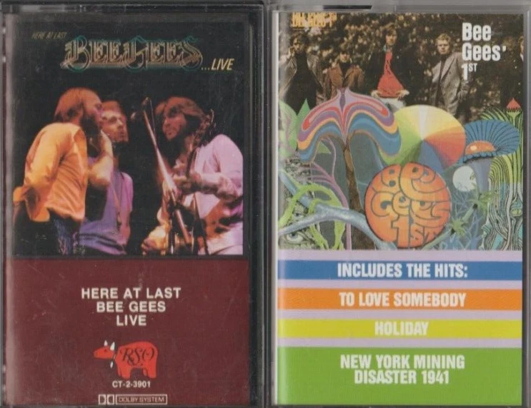BEE GEES LOT OF 2  CASSETTE TAPES TAPE LOT 1st Album + Here At Last Live - Image 1 of 1