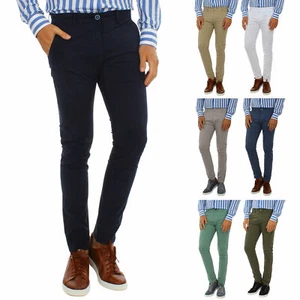 Pantaloni Uomo Cotone Slim Chino Pantalone Primaverile Tasca America Elegante - Foto 1 di 48