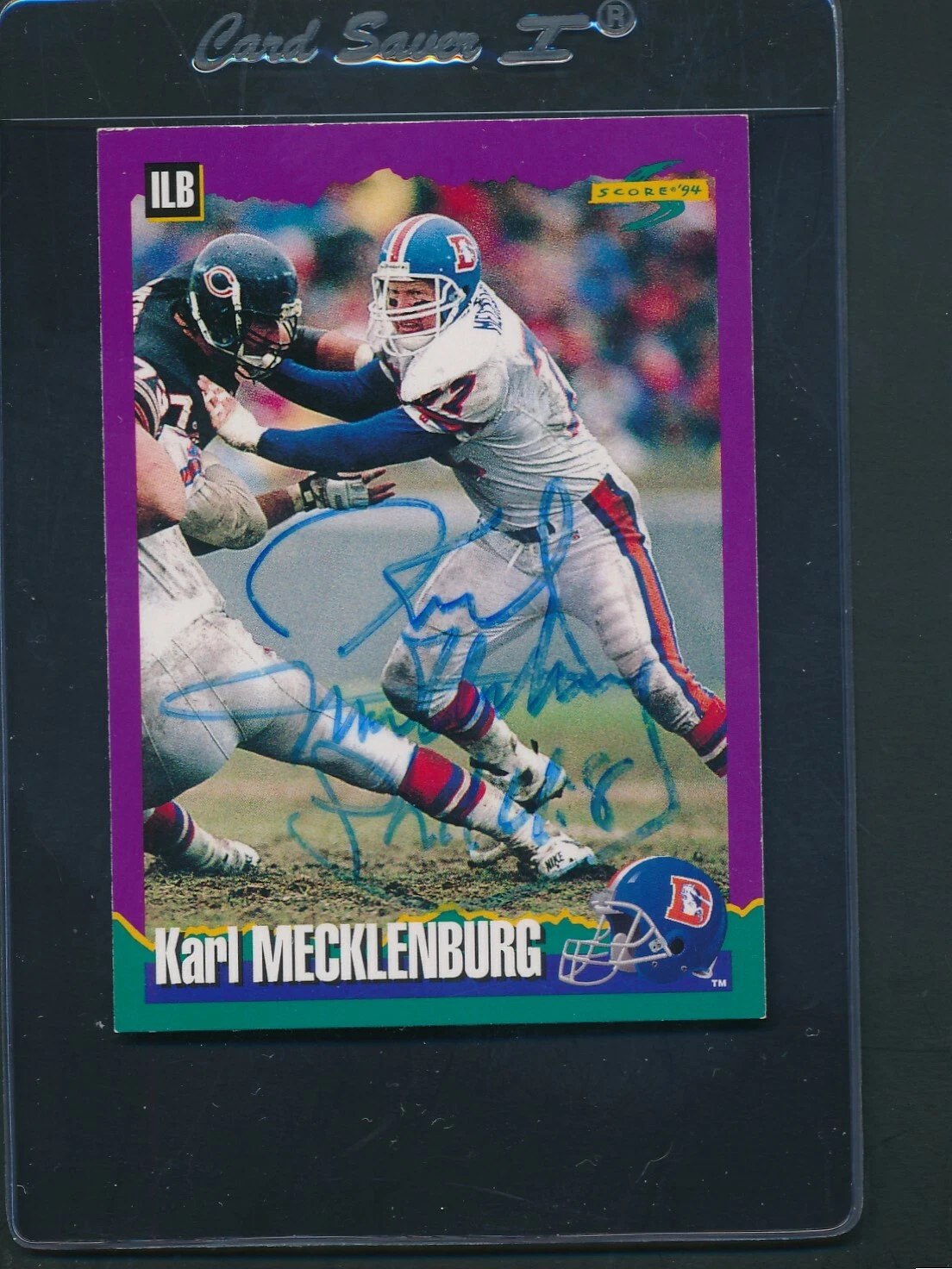 1994 Score #219 Karl Mecklenburg Broncos Signed Auto *D2212