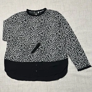 Elle Animal Print Log Sleeve Top Rouched Collar Size XXL - Picture 1 of 8