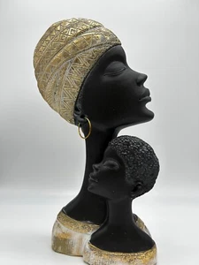 Black Figurine Sculpture Mother and Child 13" Height - Picture 1 of 8