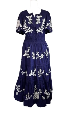 Anthropologie  The Somerset Maxi Dress Embroidered Edition Navy Size XLP EUC - Image 1 of 4