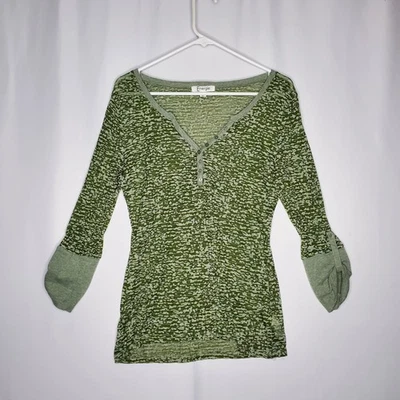 Camisa Energie Burnout Henley Juniors XL Verde Transparente Manga 3/4 Cuello en V Grunge Foto 1 de 4