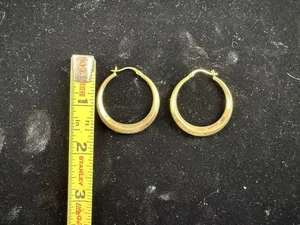 Pendientes Vintage Oro Amarillo Genuino 14k Tubo Aro Lazo Joyería Patrimonio - Imagen 1 de 4