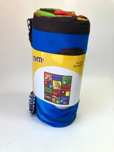 M&Ms MARS Chocolate Candy Character Block Art Fleece Throw Blanket 50”x60” Thin - Picture 1 of 2