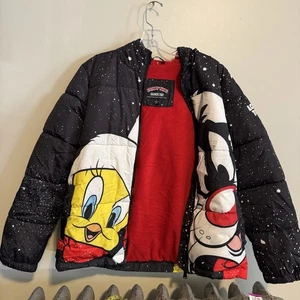 Vintage Looney Tunes Members Only Puffer Jacket Size L - Tweety Bird Sylvester - Bild 1 von 5