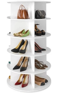5-stufiges drehbares Schuhregal Turm 360° drehbares Schuh Display Karussell weiß - Bild 1 von 4