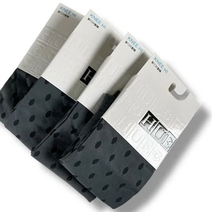 Hue Opaque Knee Highs Gray With Sheer Black Dots 4 Pair One Size - Picture 1 of 3
