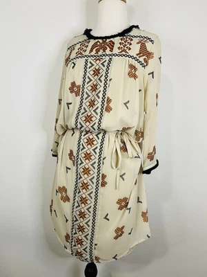 Maison Scotch / сделано Moiselle Aztec печать длинным рукавом Shift платье Sz 2 AU10 US6 - Изображение 1 из 4